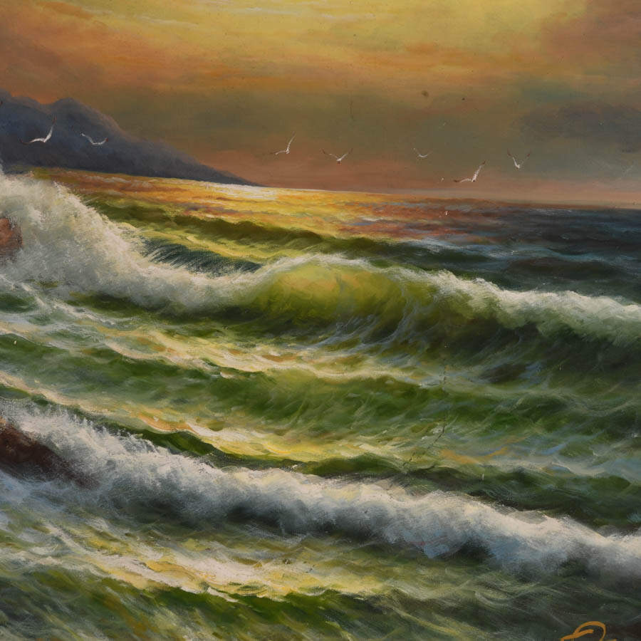 Framed Signed Shoreline Symphony Oil on Canvas-4