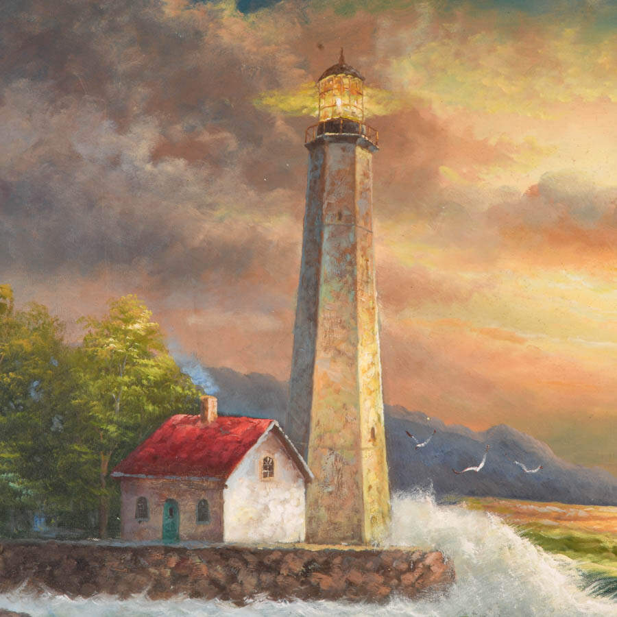 Framed Signed Shoreline Symphony Oil on Canvas-3