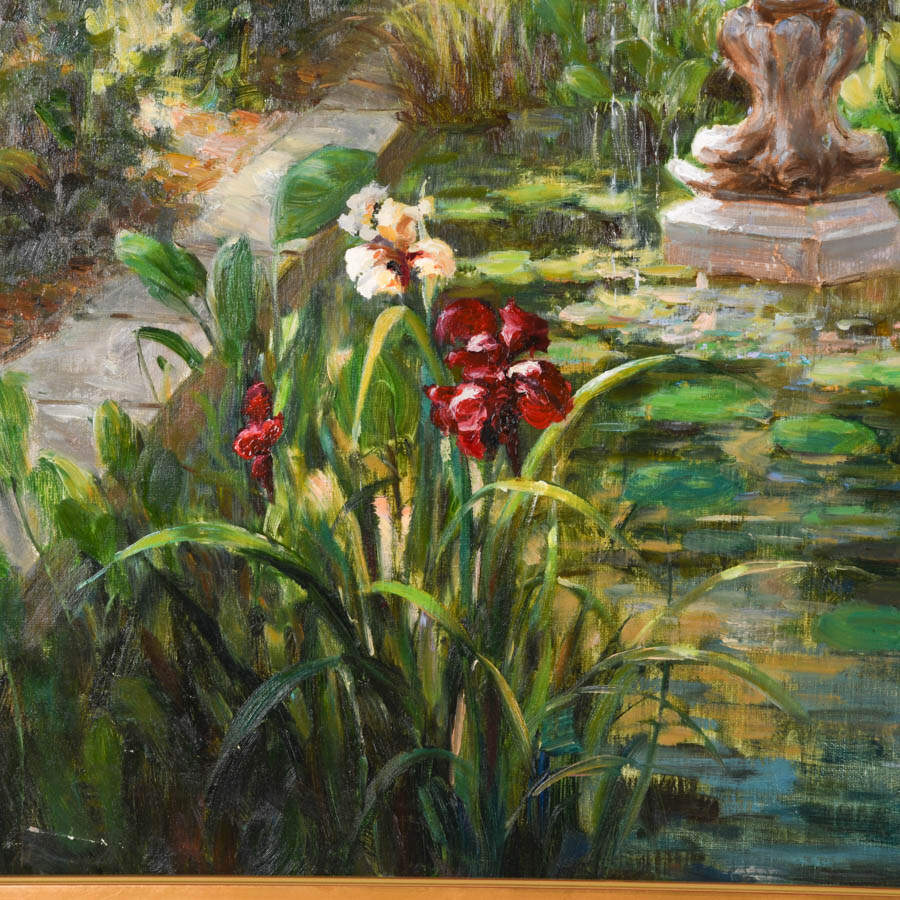 Framed Signed Zhao Song Sunlight In the Garden Oil on Canvas-5