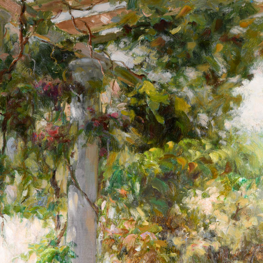 Framed Signed Zhao Song Sunlight In the Garden Oil on Canvas-3