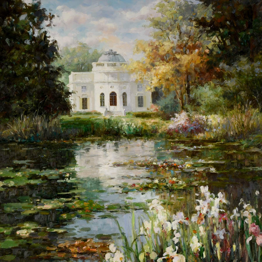 Framed Signed Zhao Song The Garden at Chateau de Bagatelle Oil on Canvas-2