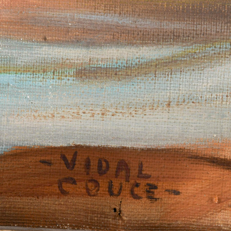 Framed Signed Vidal Couce Riverside Village Scene Oil on Canvas-5
