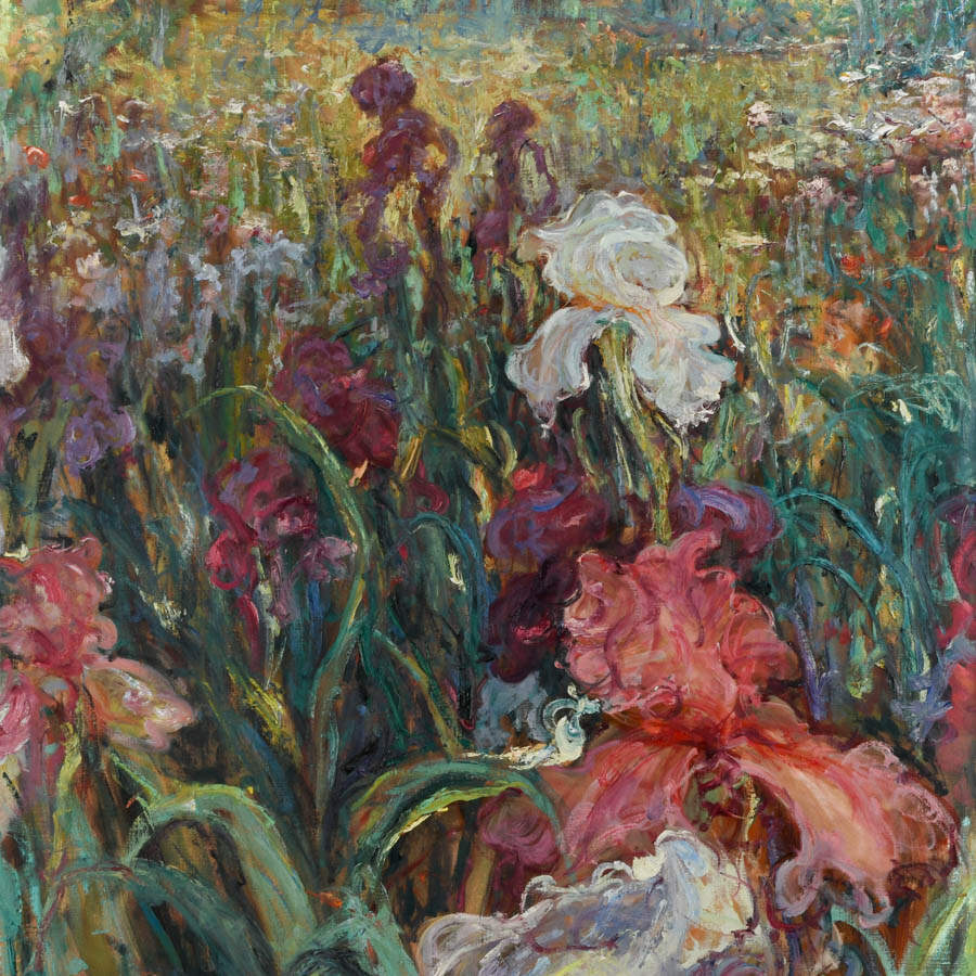 Framed Signed Haibin Iris Fantasy Oil on Canvas-3