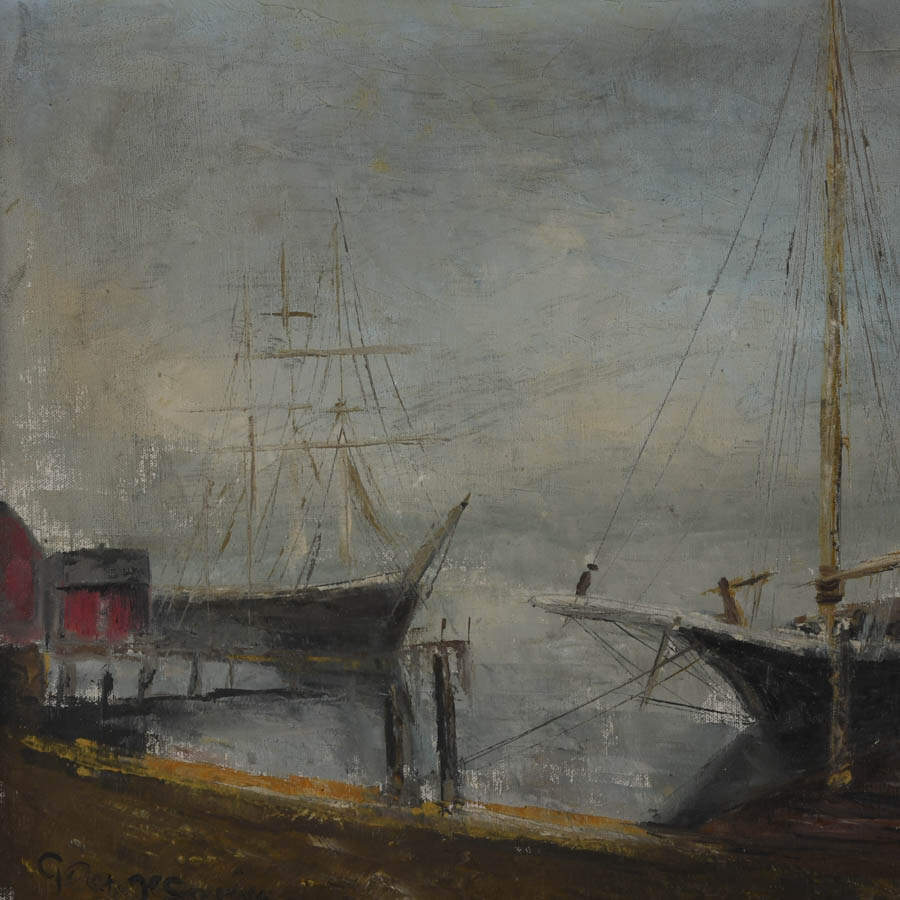 Framed Signed Masts and Mist Mixed Media on Canvas-2