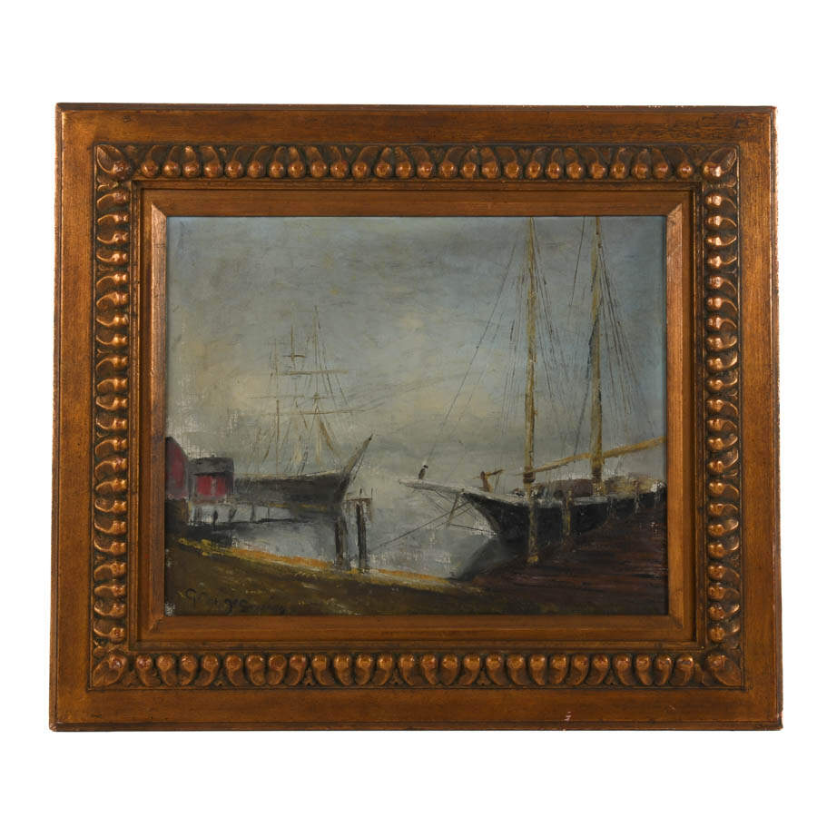 Framed Signed Masts and Mist Mixed Media on Canvas-1