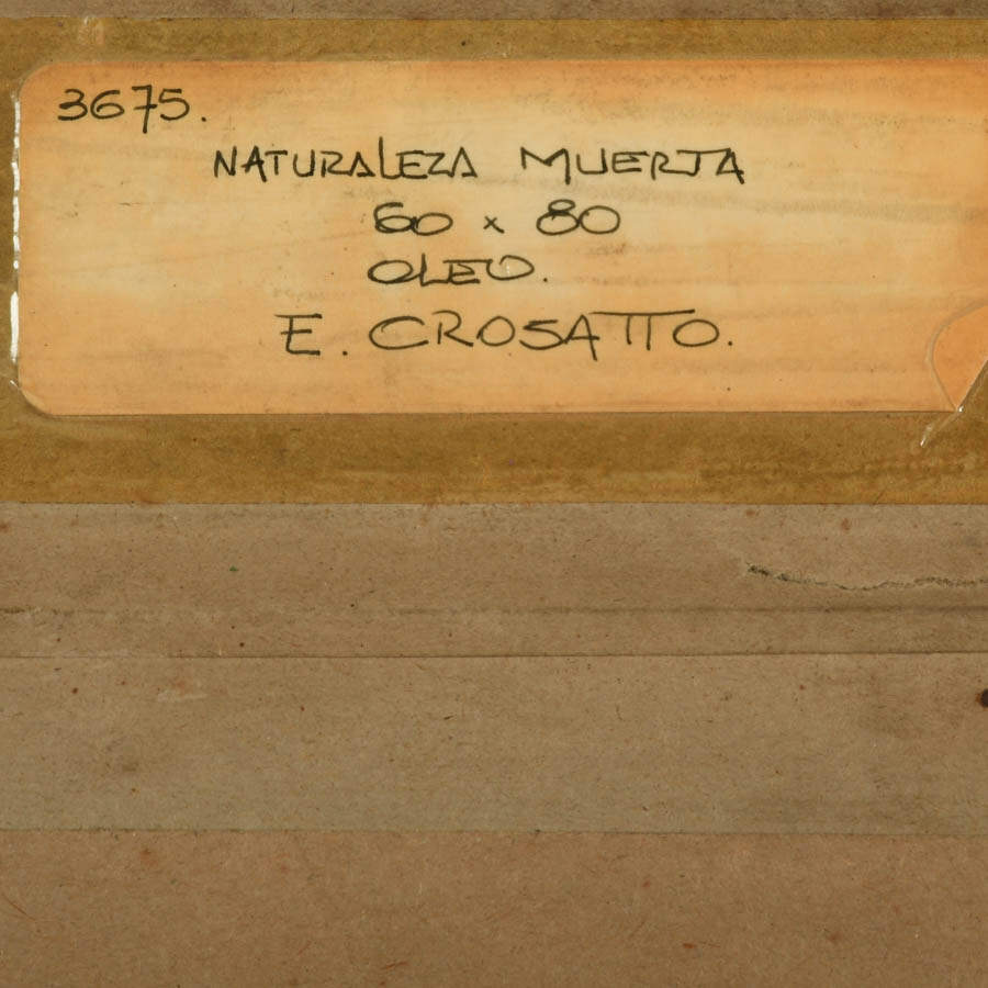 Framed Signed E. Crosatto Oil on Canvas "Naturaleza Muerta"-6