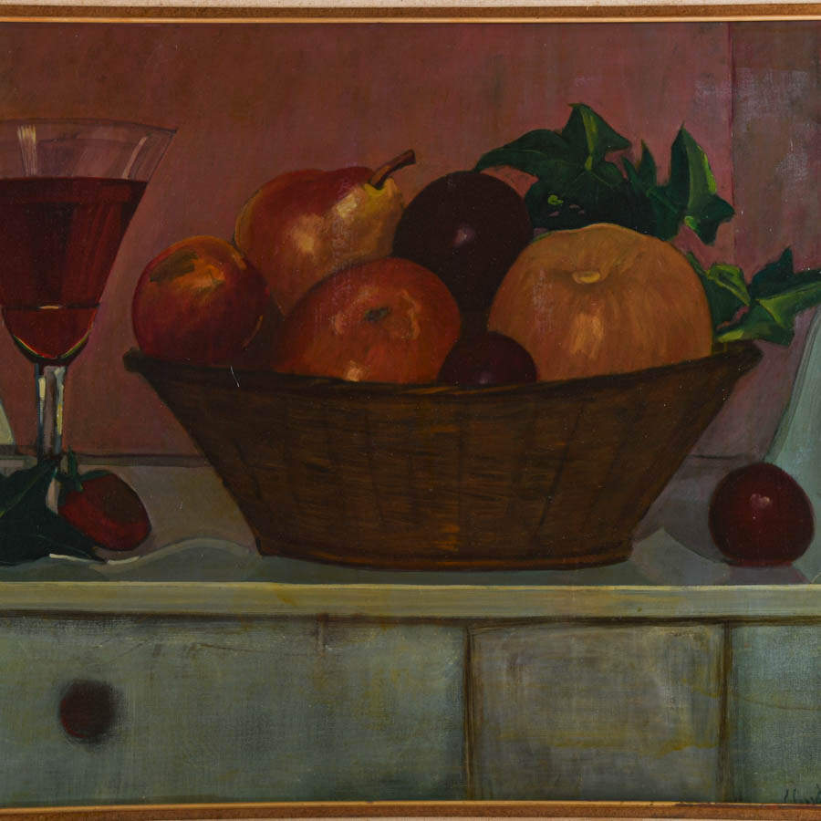Framed Signed E. Crosatto Oil on Canvas "Naturaleza Muerta"-2