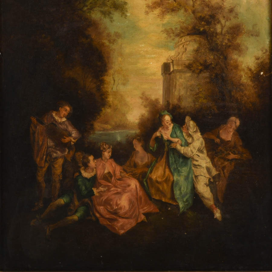 Framed "Fête Champêtre" Oil on Canvas-2