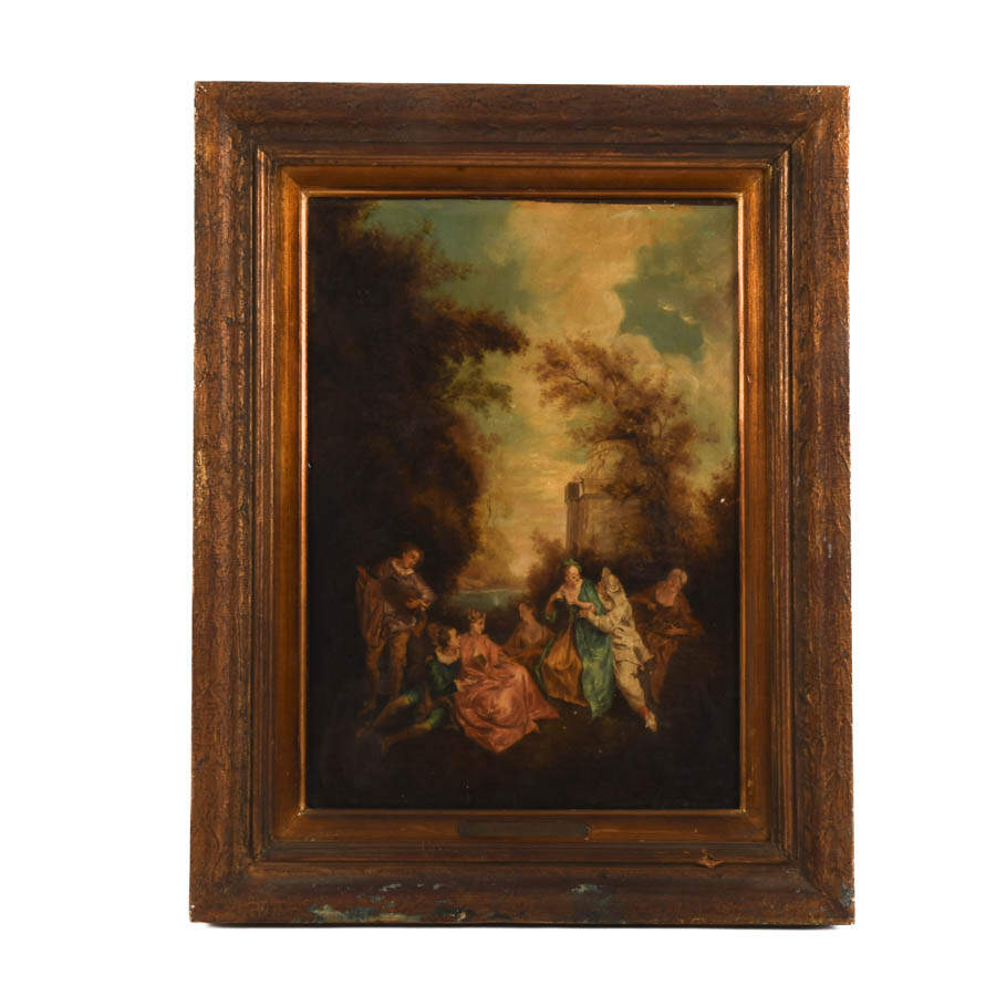Framed "Fête Champêtre" Oil on Canvas-1