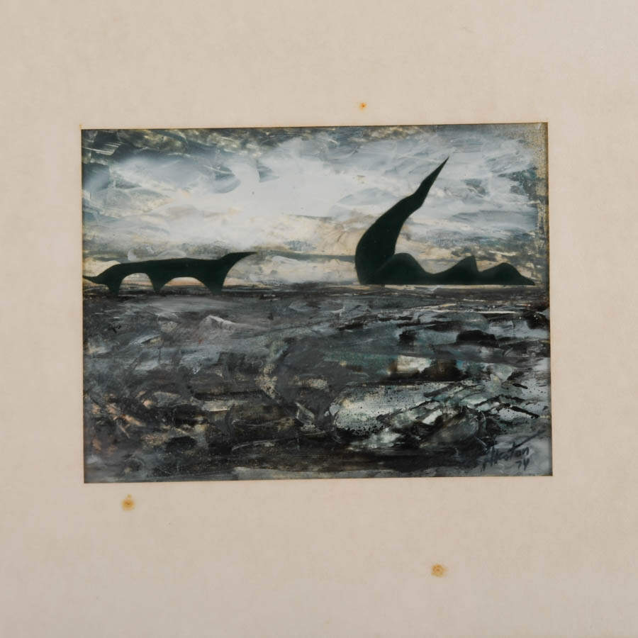 Framed J. Akston "Fight of the Dinosaurs" Artwork-2