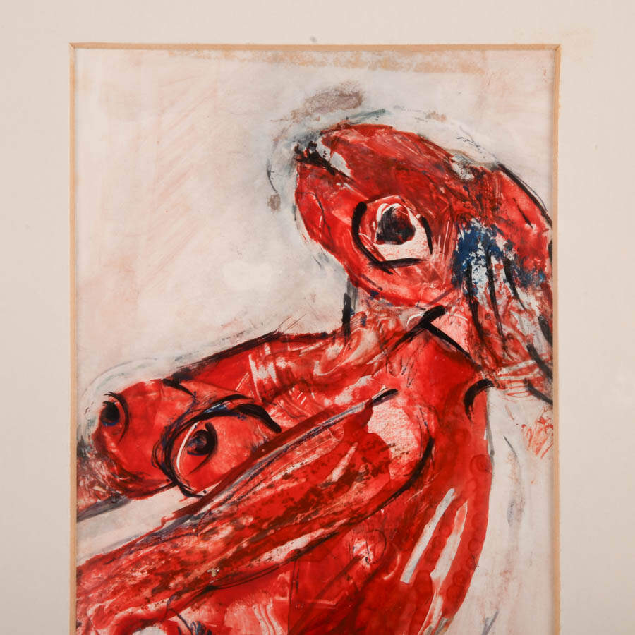 Framed J. Akston Untitled Nude Figural Artwork-2