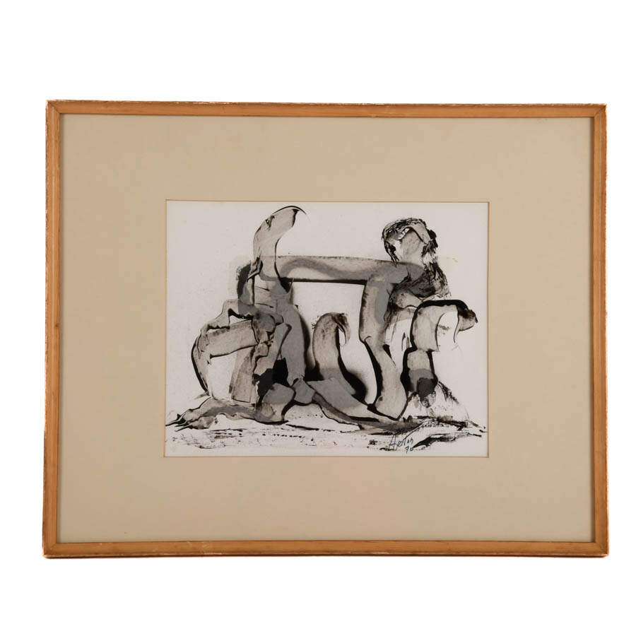 Framed J. Akston "Sealing the Deal" Oil on Paper-1