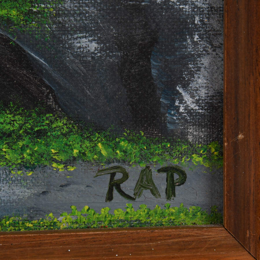 Framed Signed Beneath the Red Roof Mixed Media on Board-4