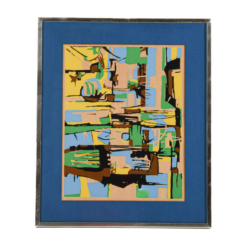 Framed Signed Osvaldo Gutierrez "East River" Limited-Edition Lithograph-1