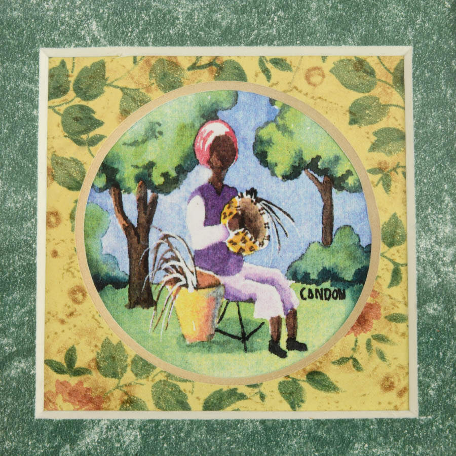 Framed Signed Condon Pair of Figural People Giclée Watercolors-3