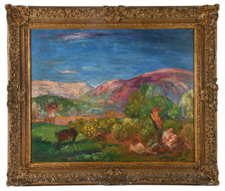 Framed Signed "Maternitate" Oil on Canvas After Mihail Simonidi-1