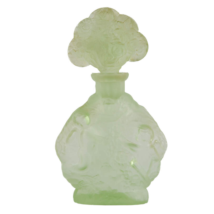 Japanese Green Vasline Glass Perfume Bottle-3