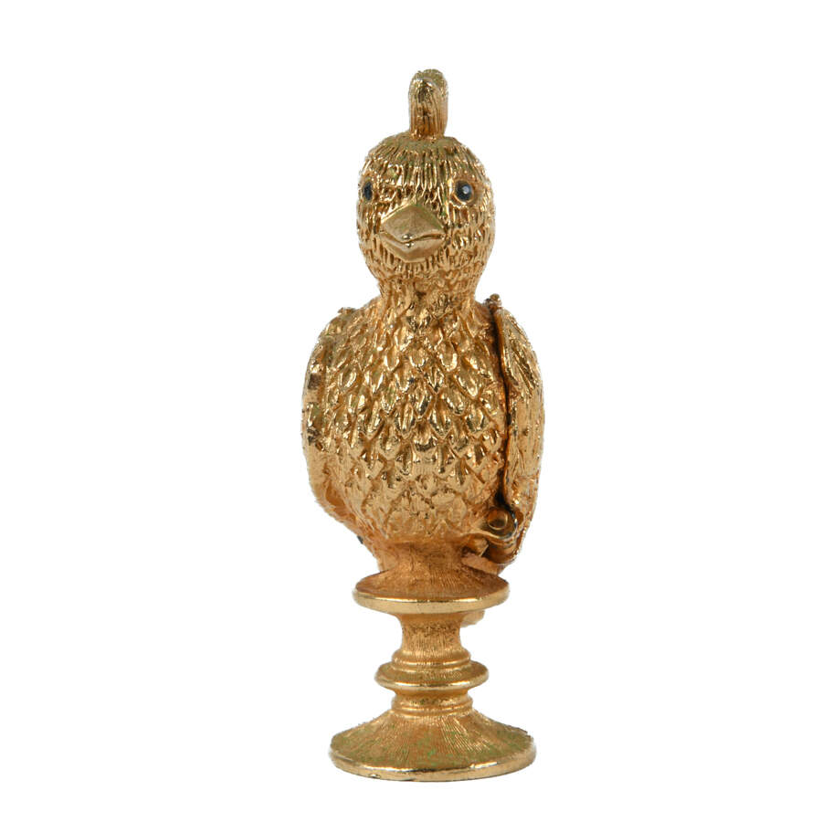 Corday Le Coq D'Or Gold Cockerel Bird Solid Perfume Compact-2