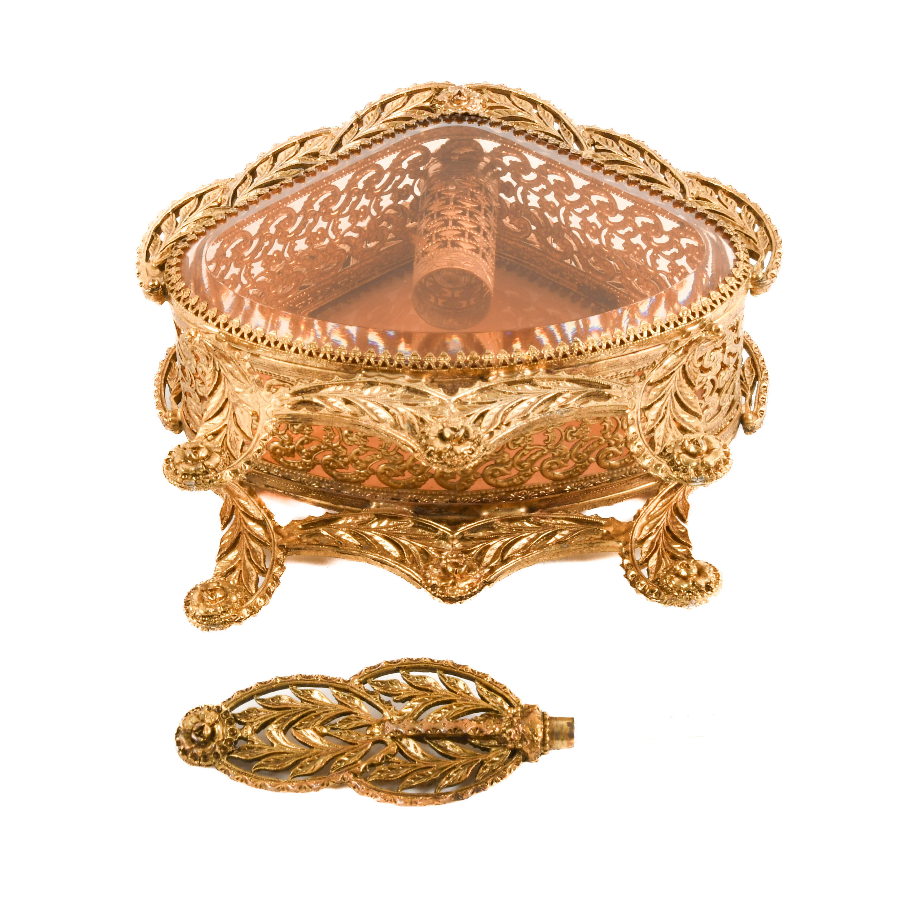 Gold Filigree Hollywood Regency Perfume Bottle-7