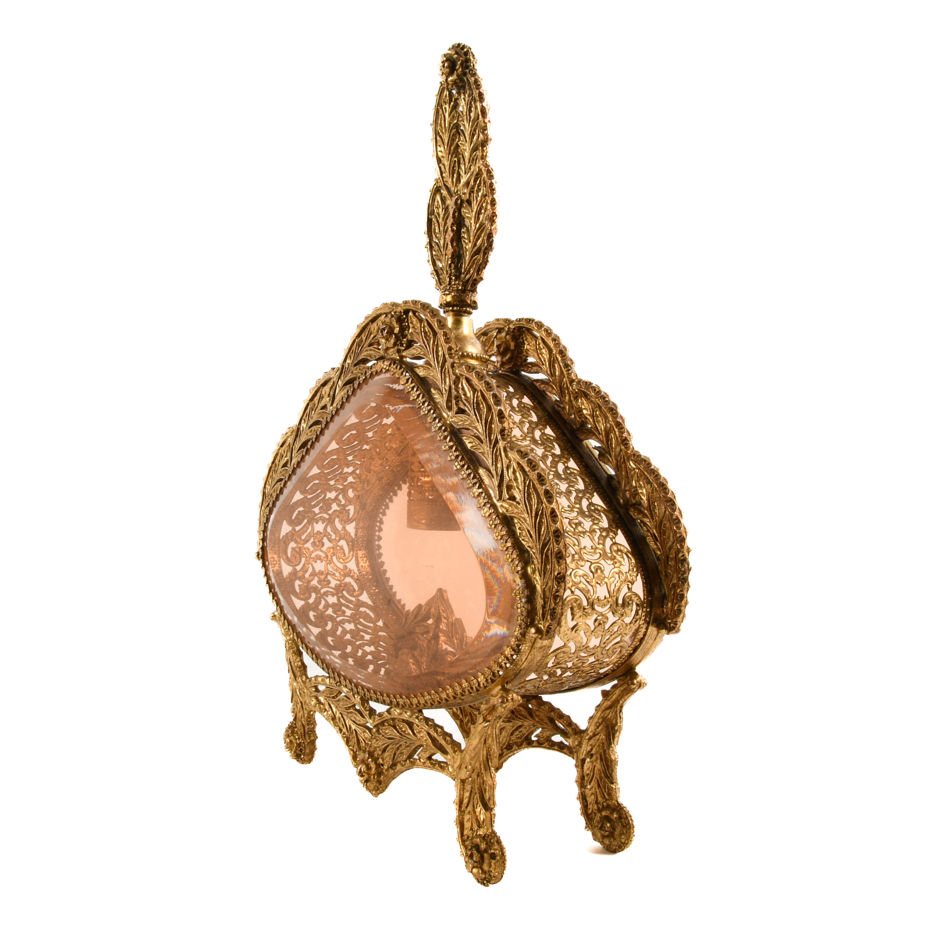 Gold Filigree Hollywood Regency Perfume Bottle-4