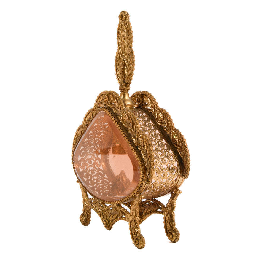 Ornate Footed Teardrop-Shape Filigree Perfume Bottle-3