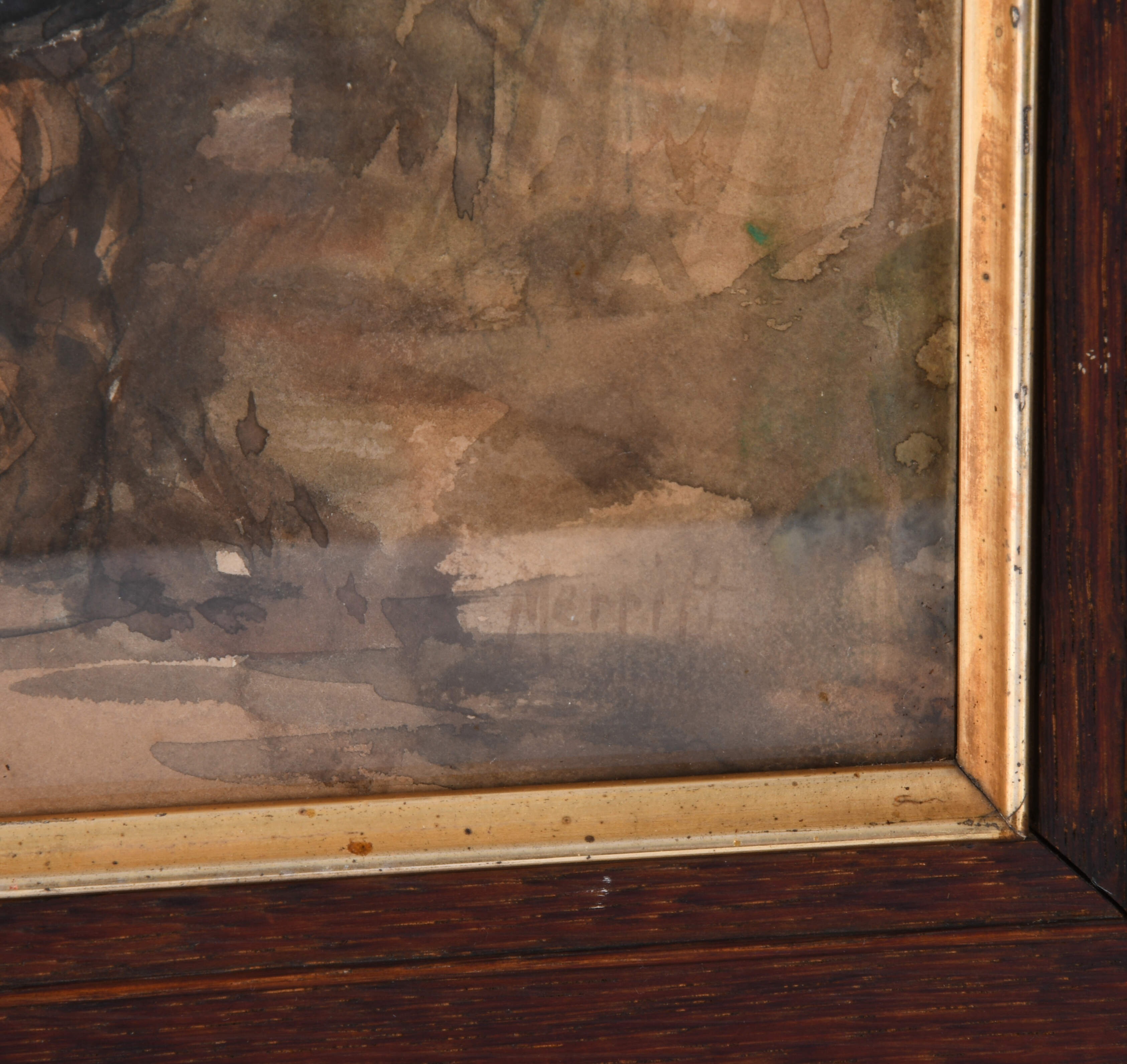 Framed Signed Merritt Man and His Provisions Watercolor-3