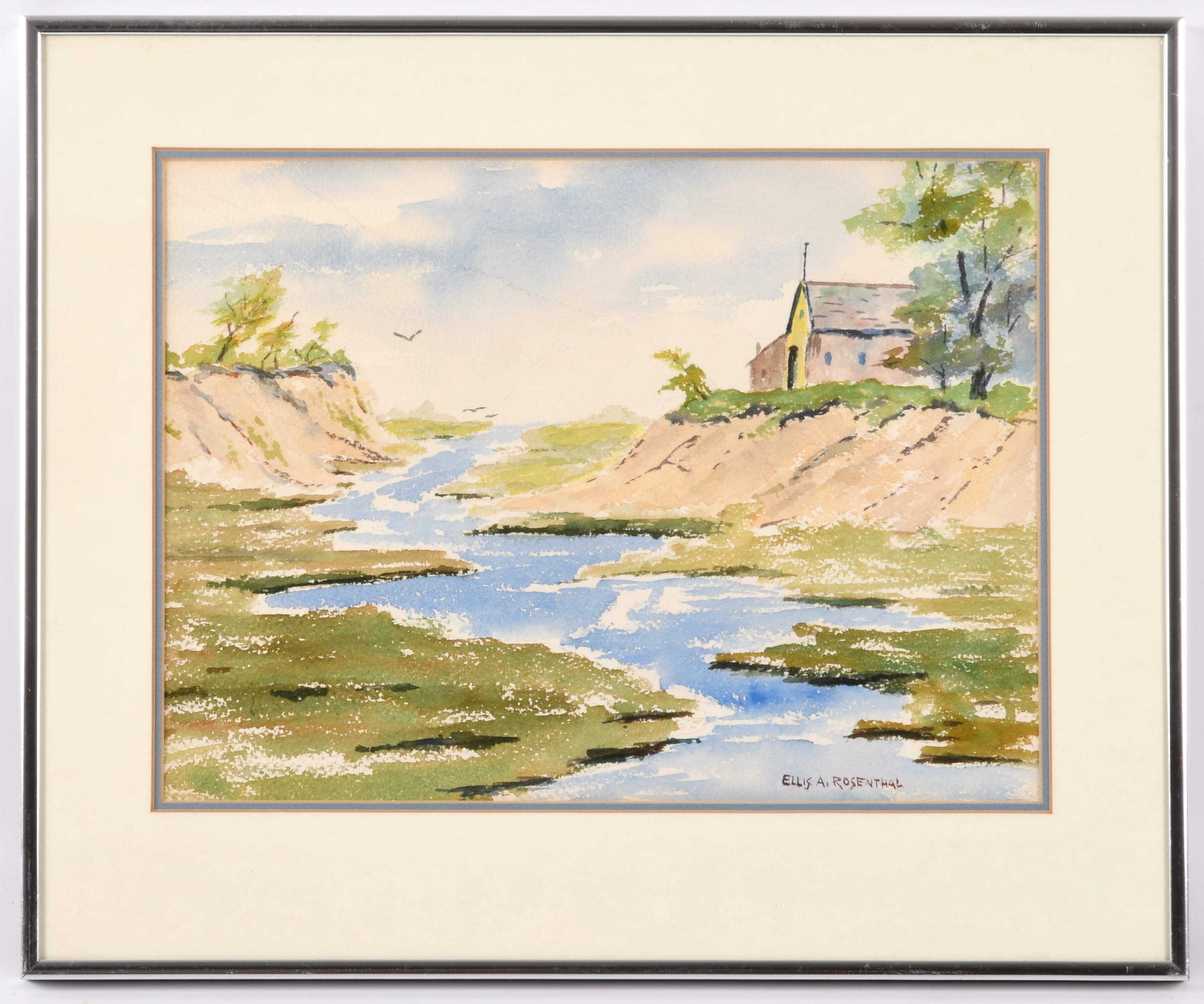 Framed Signed Ellis A. Rosenthal Watercolor Seascape-1