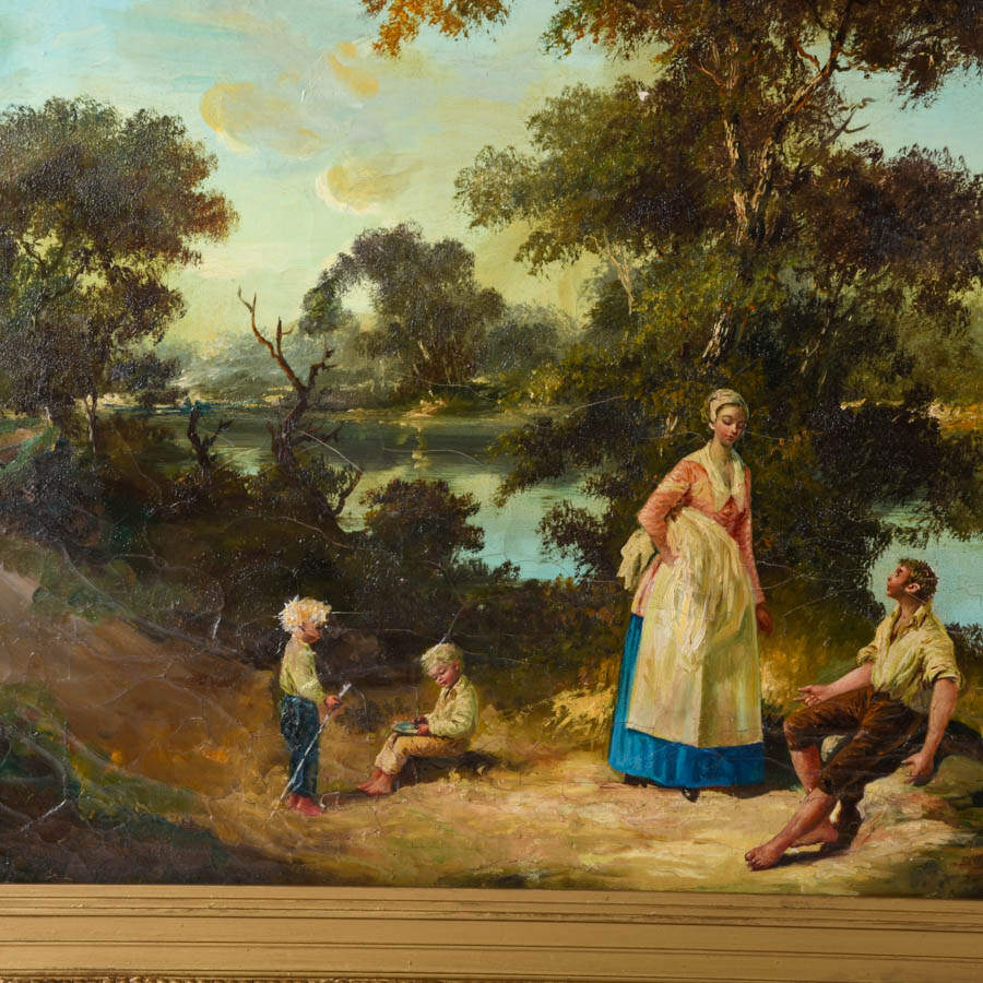 Framed "Gathering at the Water's Edge" Oil on Canvas-2
