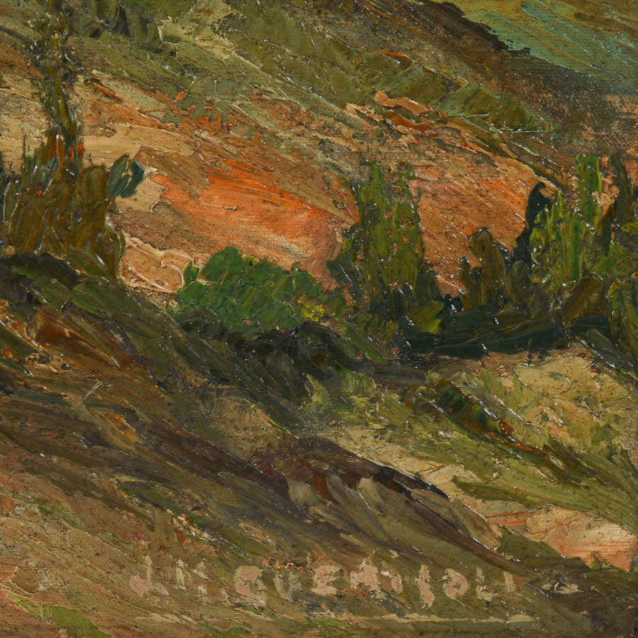 Framed Signed Sprawling Hillside Oil on Canvas-5