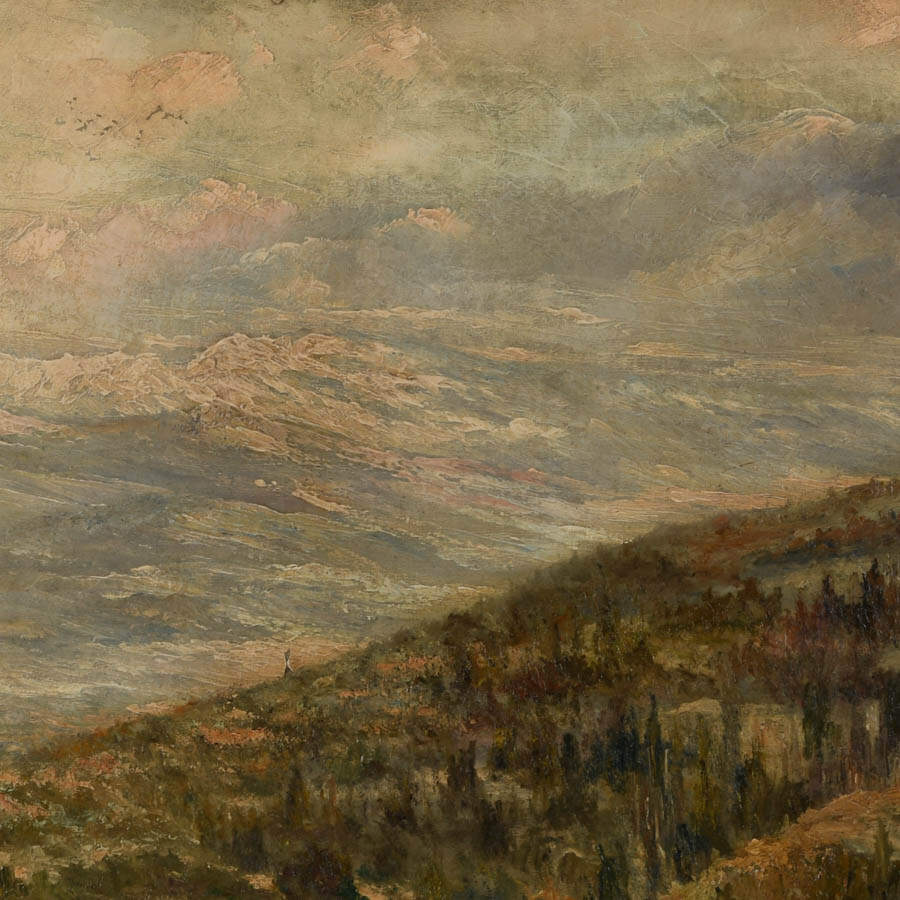 Framed Signed Sprawling Hillside Oil on Canvas-3