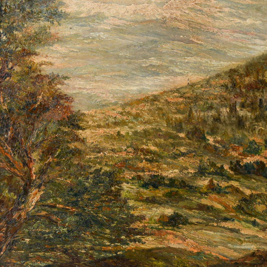 Framed Signed Sprawling Hillside Oil on Canvas-2