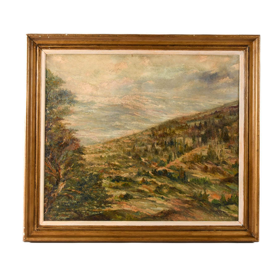 Framed Signed Sprawling Hillside Oil on Canvas-1