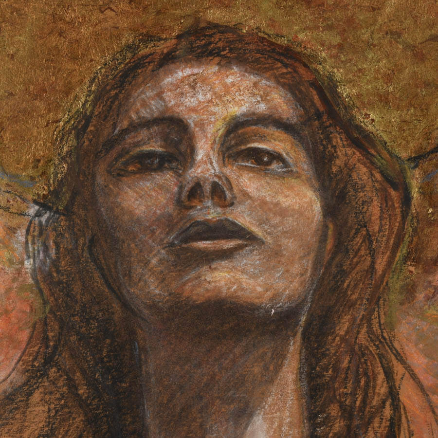Upward Gazing Angel Artwork on Canvas-3