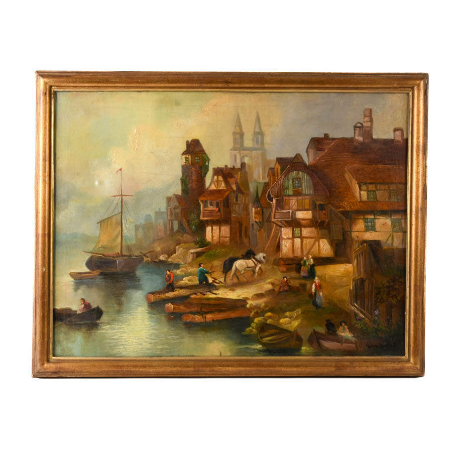 Signed George Briston "On The Banks Of The Scheldt River" After Meyerheim-1