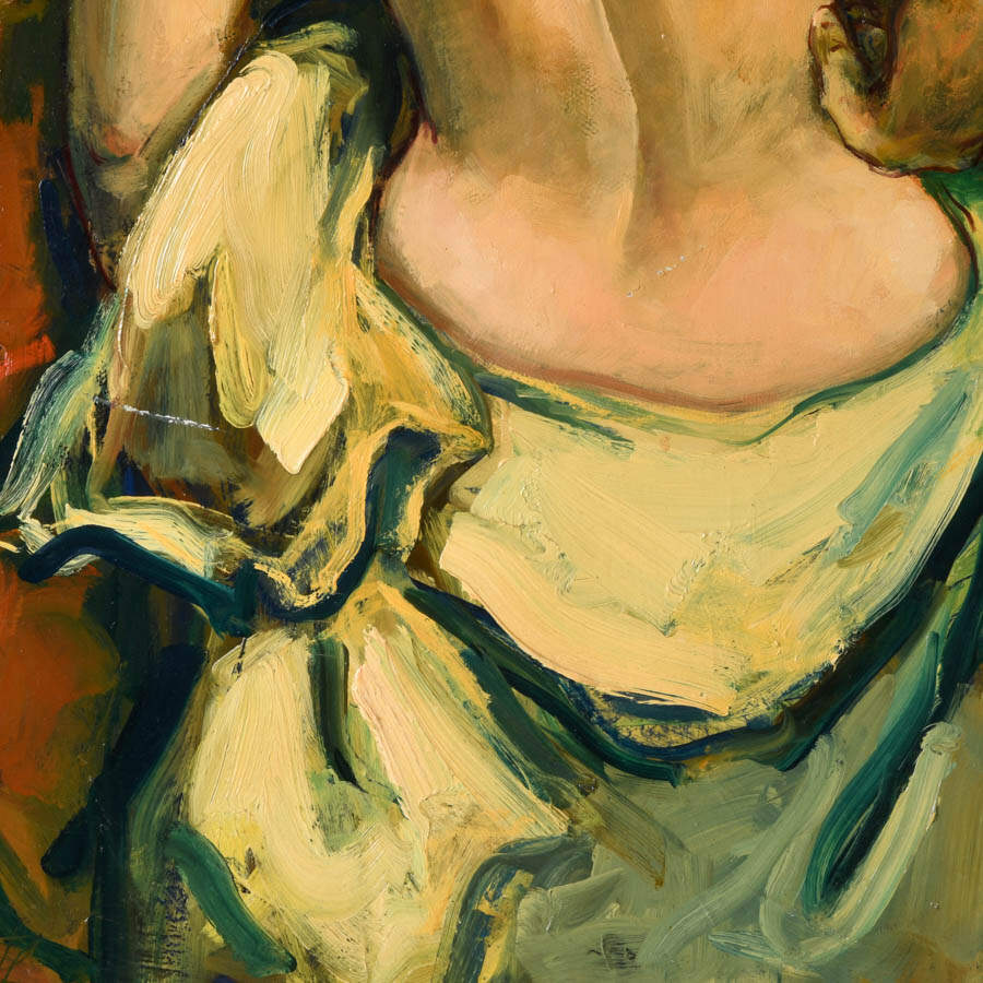 Framed Signed Jan De Ruth Nude from Behind Oil on Canvas-4