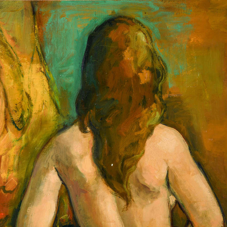 Framed Signed Jan De Ruth Nude from Behind Oil on Canvas-2