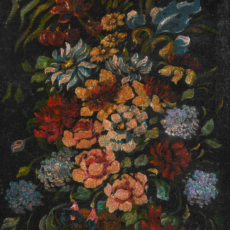 Framed Woven Basket Floral Arrangement Oil on Canvas-4