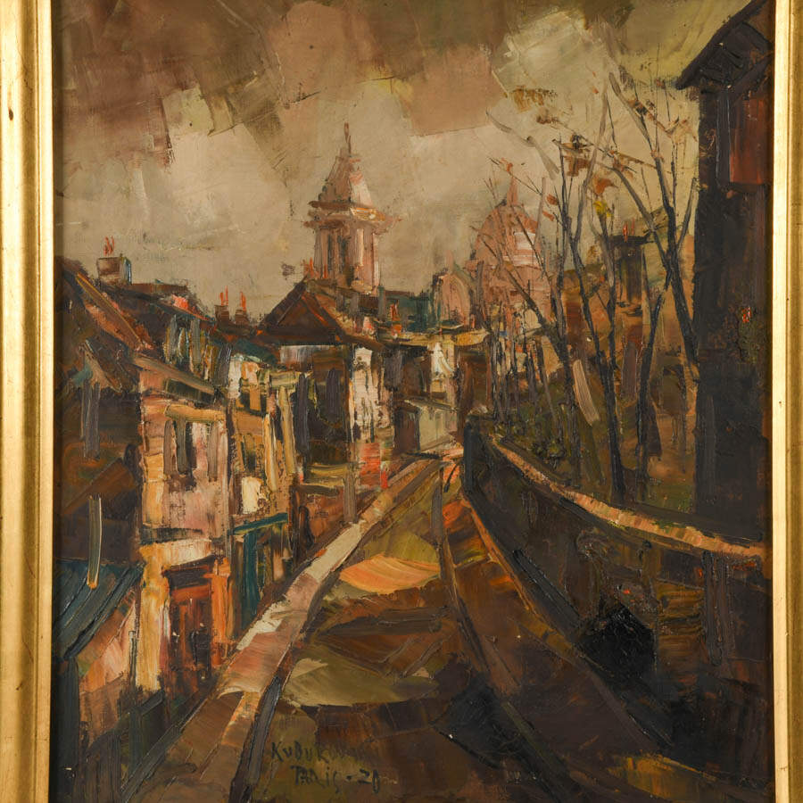 Framed Signed Echoes of the Old Town Oil on Canvas-2