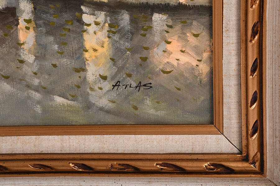 Framed Signed Atlas City Carriage Oil on Canvas-4