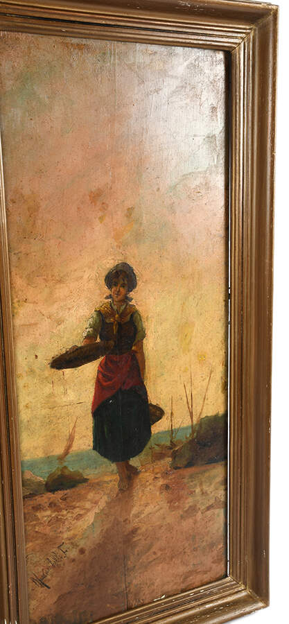 Framed Signed Young Beach Forager Oil on Board-6