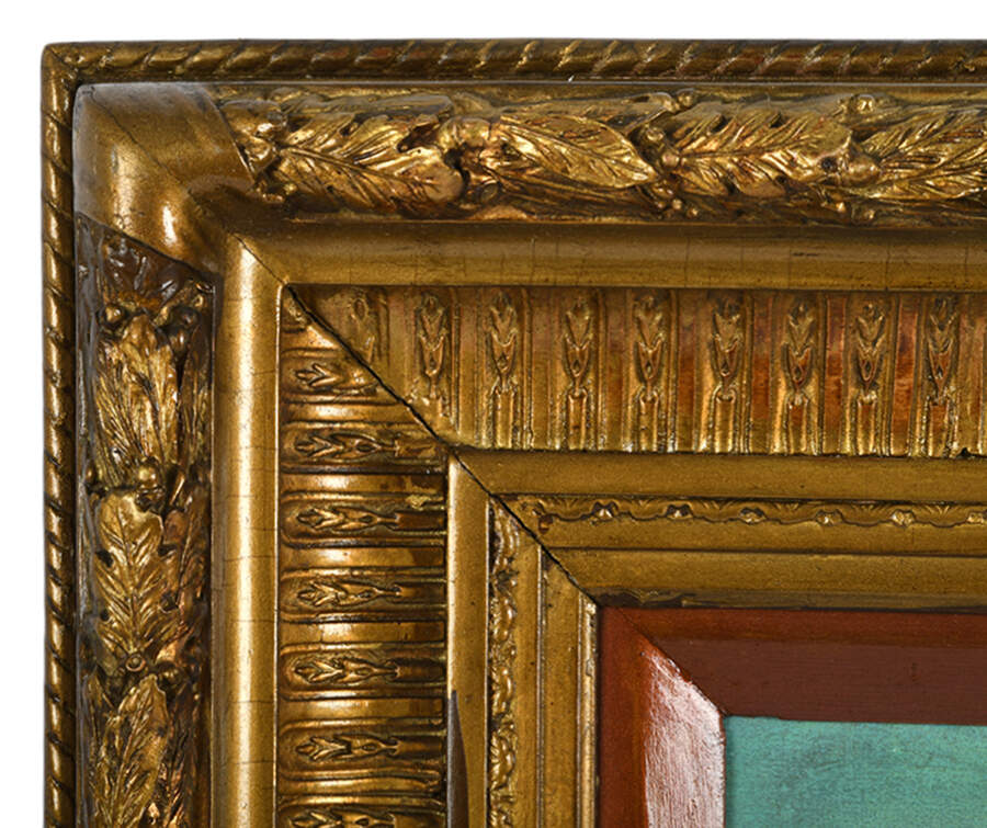 Framed "Green Country Villa" Oil on Canvas-4