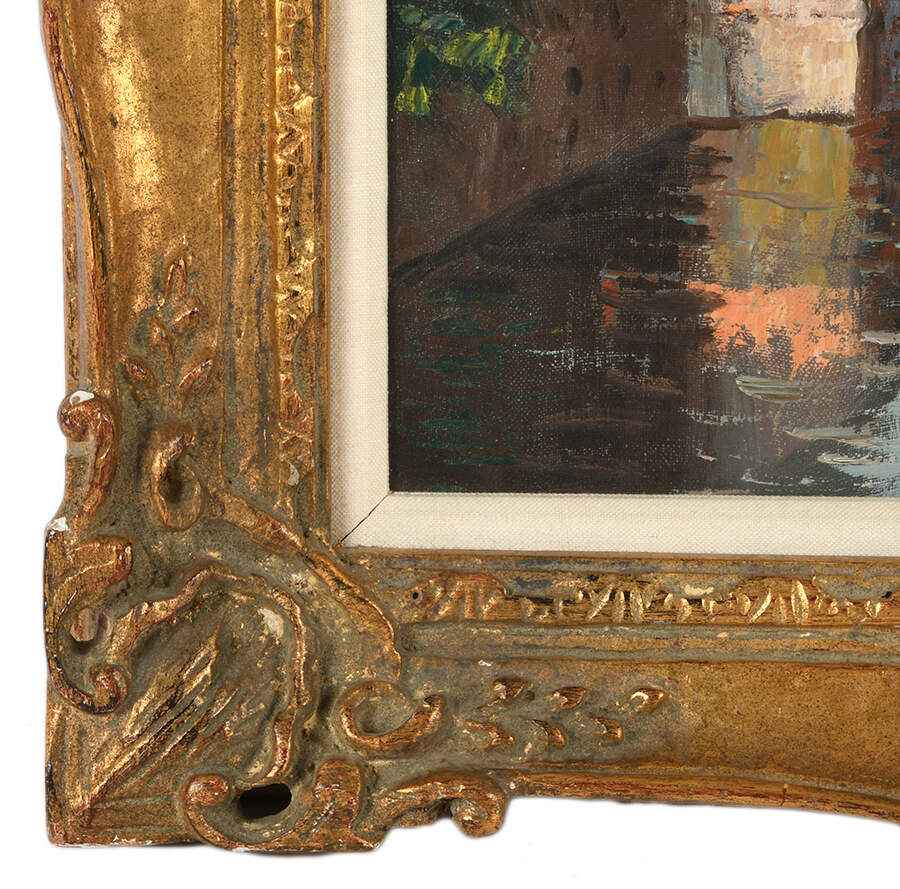 Framed "View of Bruges" Oil on Canvas-6