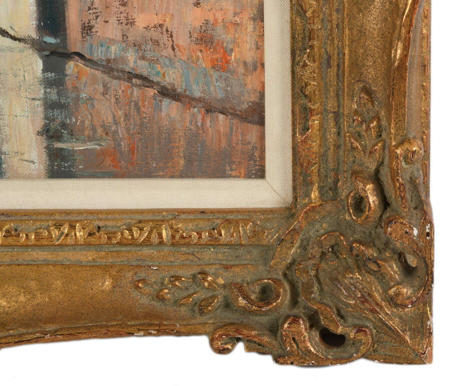 Framed "View of Bruges" Oil on Canvas-4