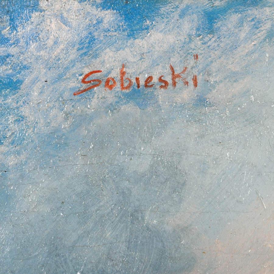 Framed Signed Sobieski Santa Maris on the Horizon Oil on Board-4