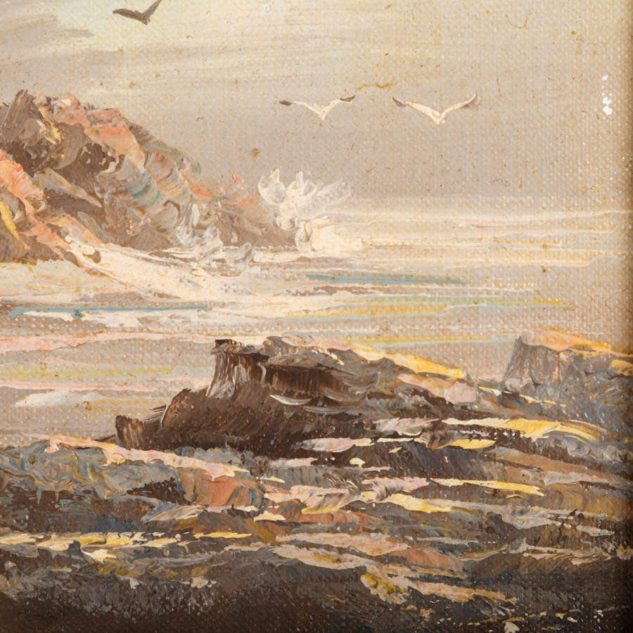 Signed Albert Lighthouse View Oil on Canvas on Board-3