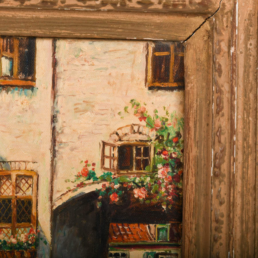 Signed Piet van Beek Exterior Courtyard Voices Oil on Canvas-3