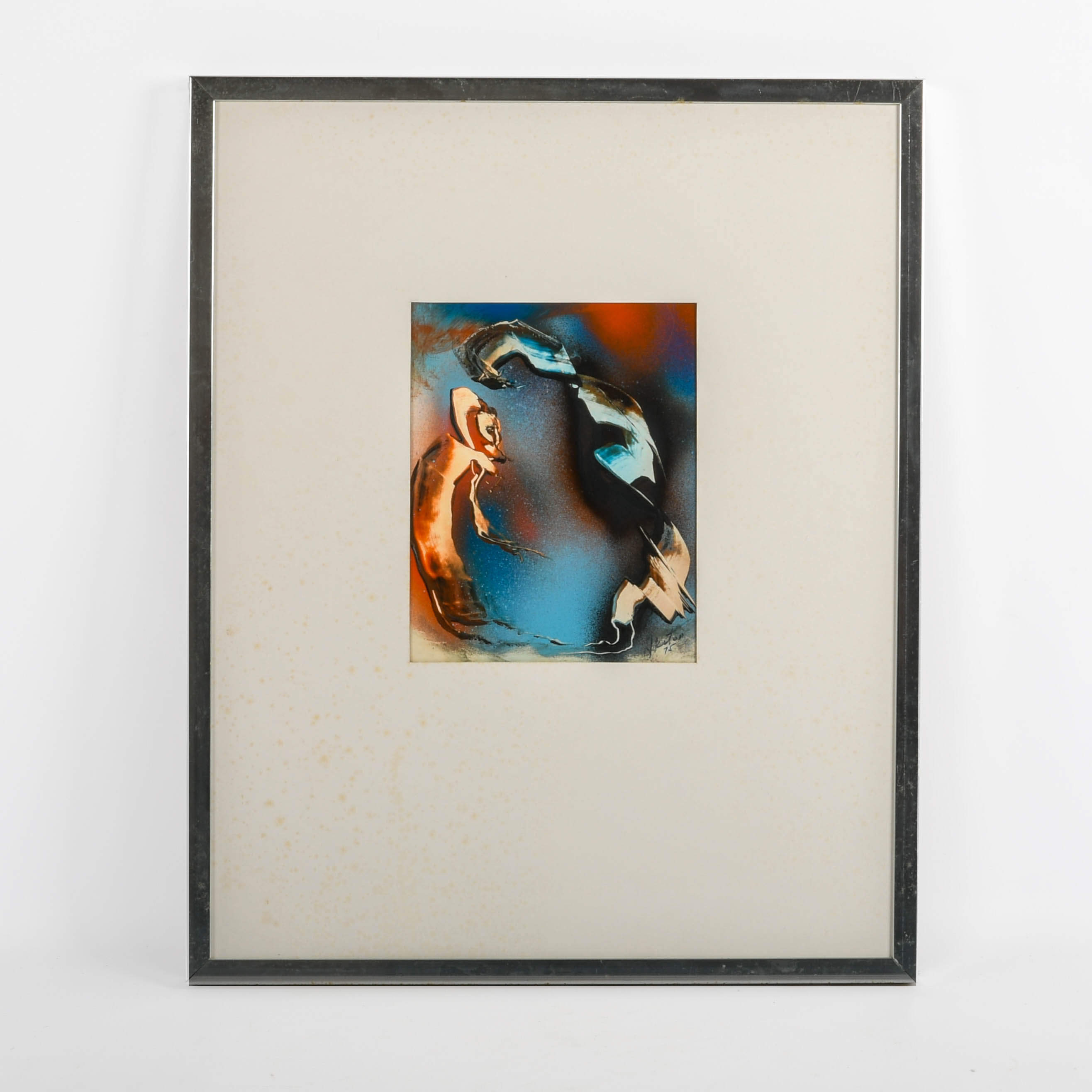 Framed J. Akston "Phantom Figures" Enamel on Paper-1