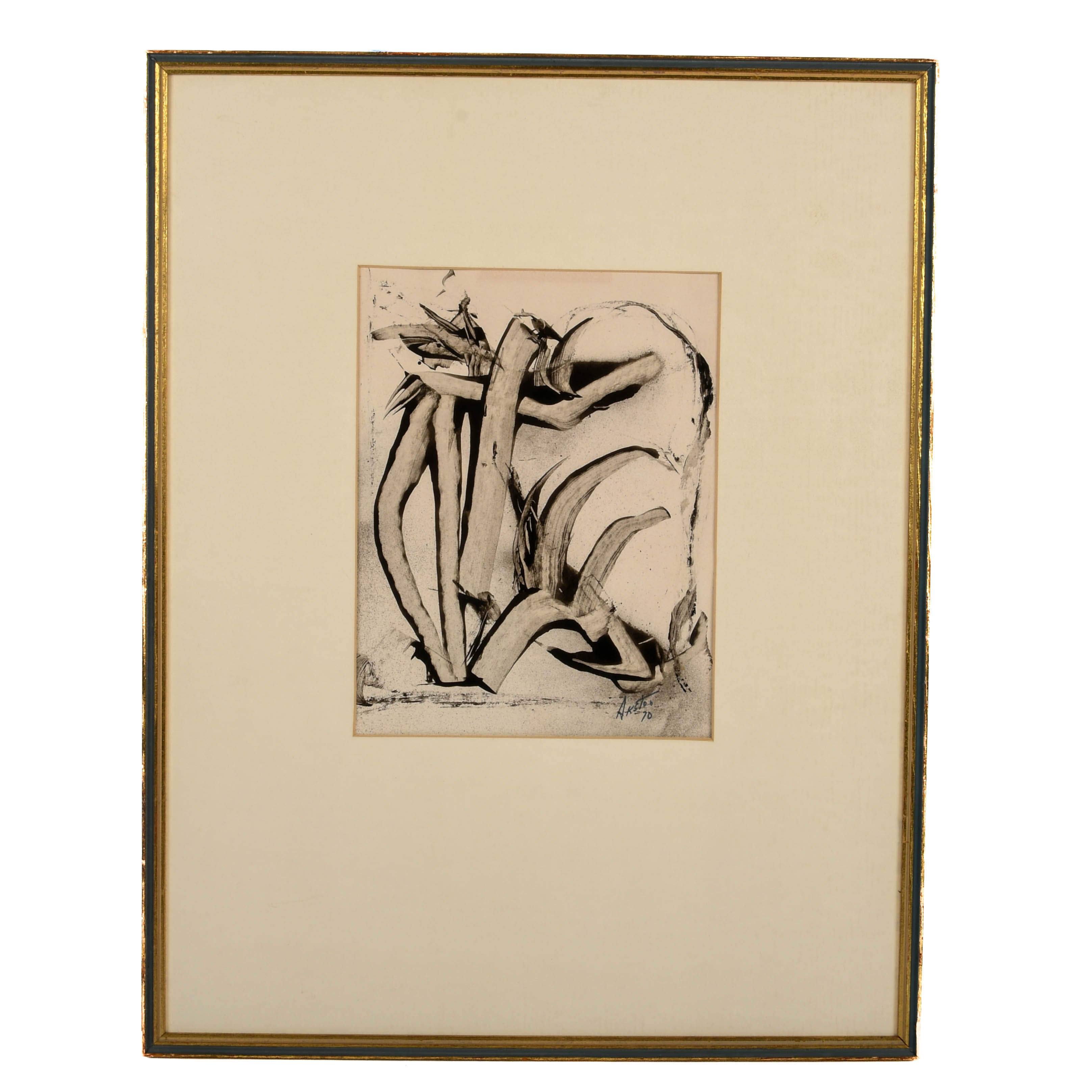 Framed Signed J. Akston Mixed Media "New Habitat, 1970"-1