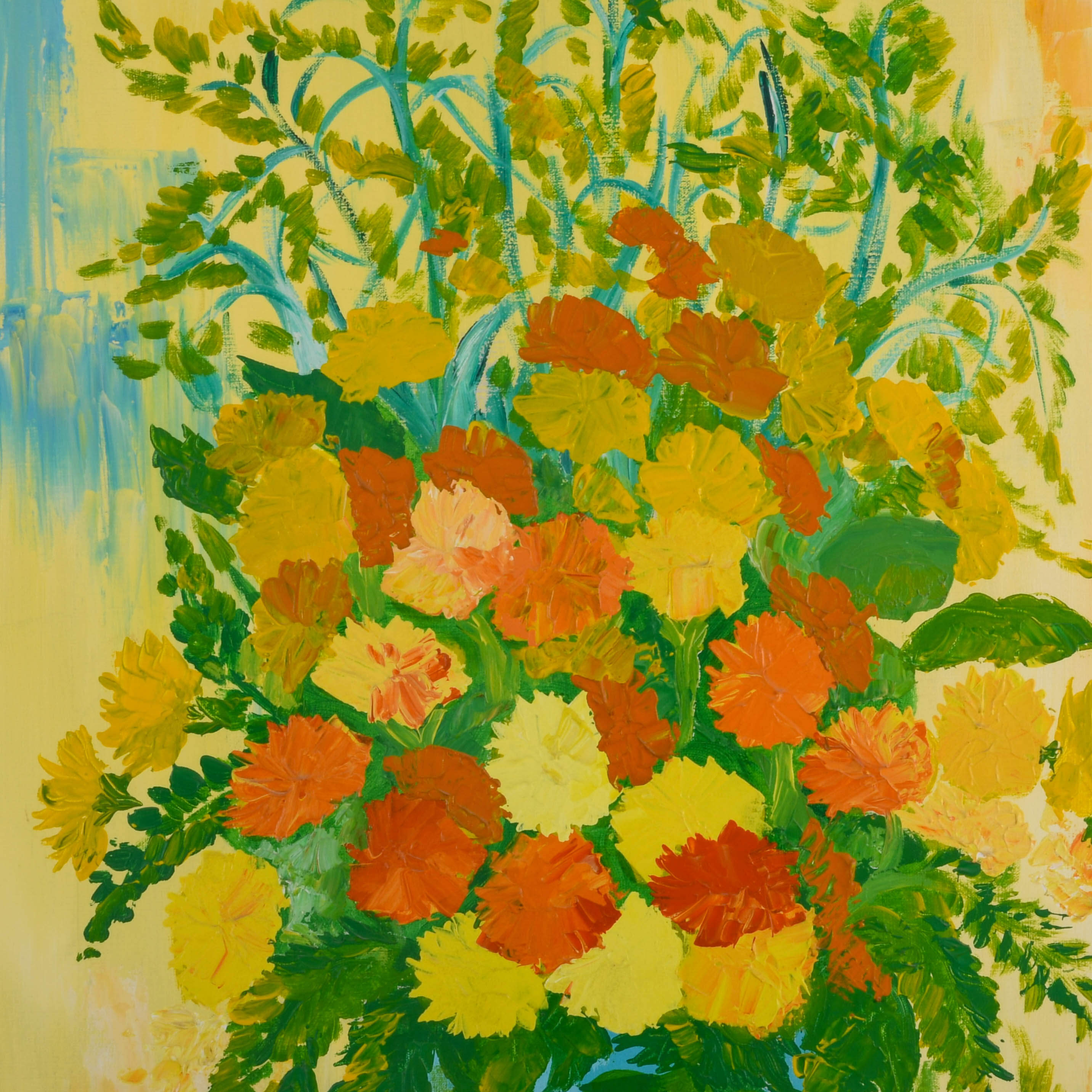 Framed Signed Illian Floral Vase Oil on Canvas-3