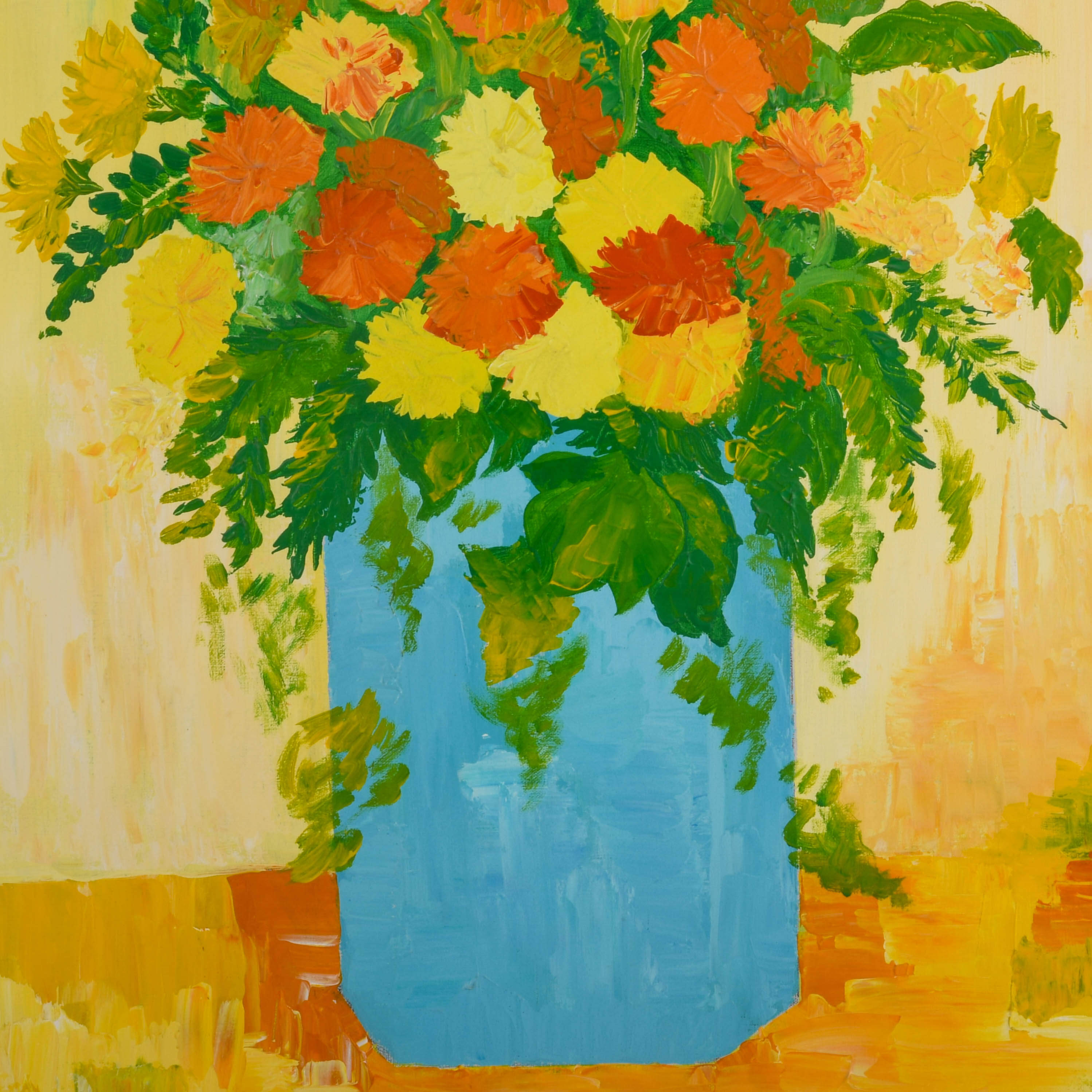 Framed Signed Illian Floral Vase Oil on Canvas-2